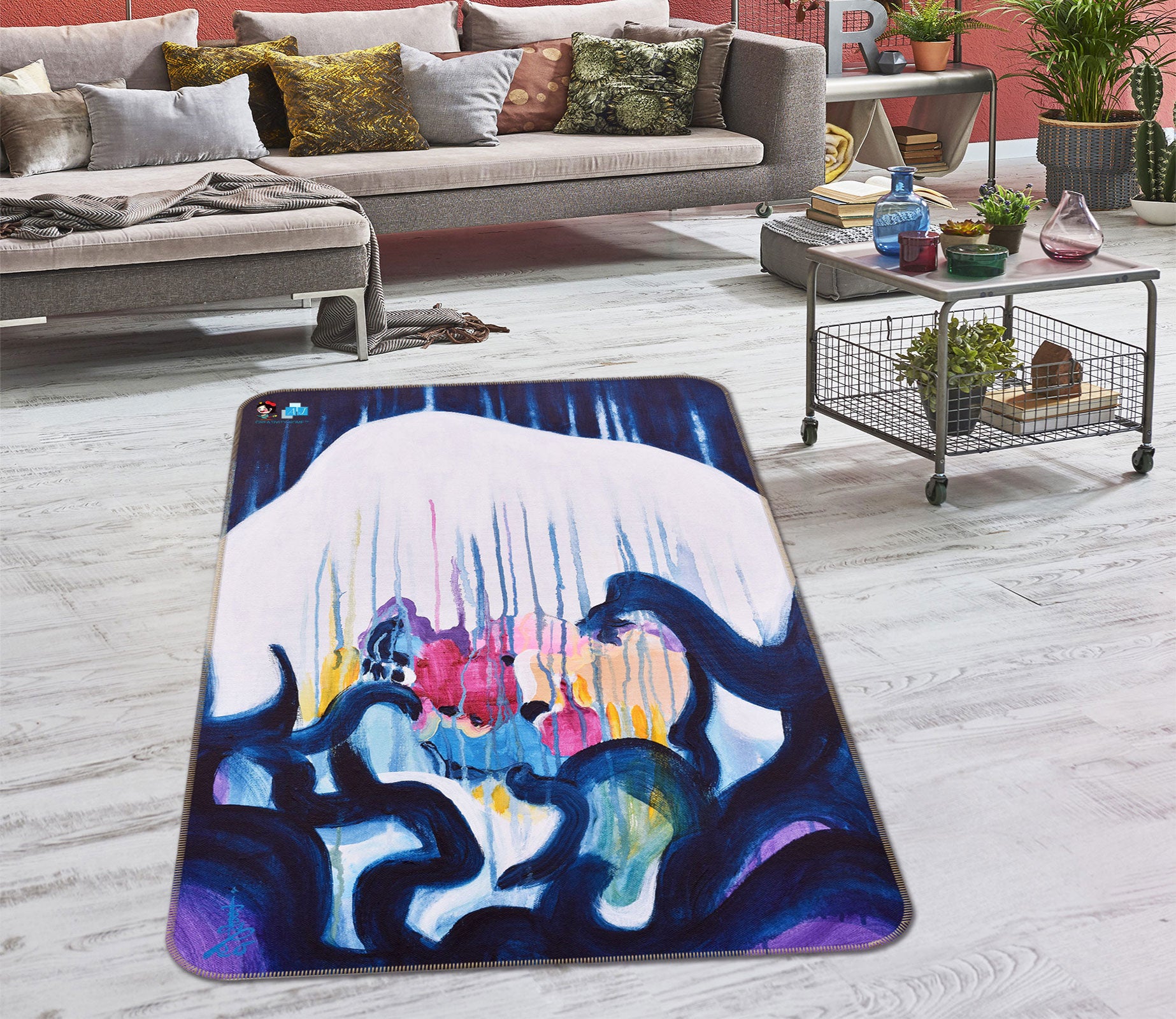 3D Color Abstract Pattern 123133 Misako Chida Rug Non Slip Rug Mat