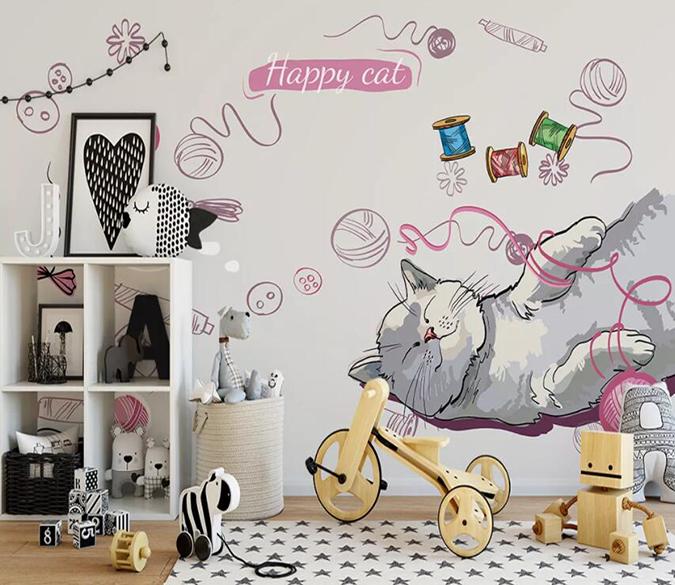 3D Cute Kitten 496 Wall Murals Wallpaper AJ Wallpaper 2 