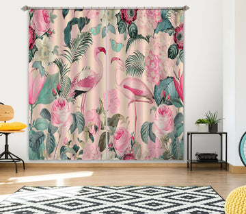 3D Flamingo Forest 055 Andrea haase Curtain Curtains Drapes Curtains AJ Creativity Home 