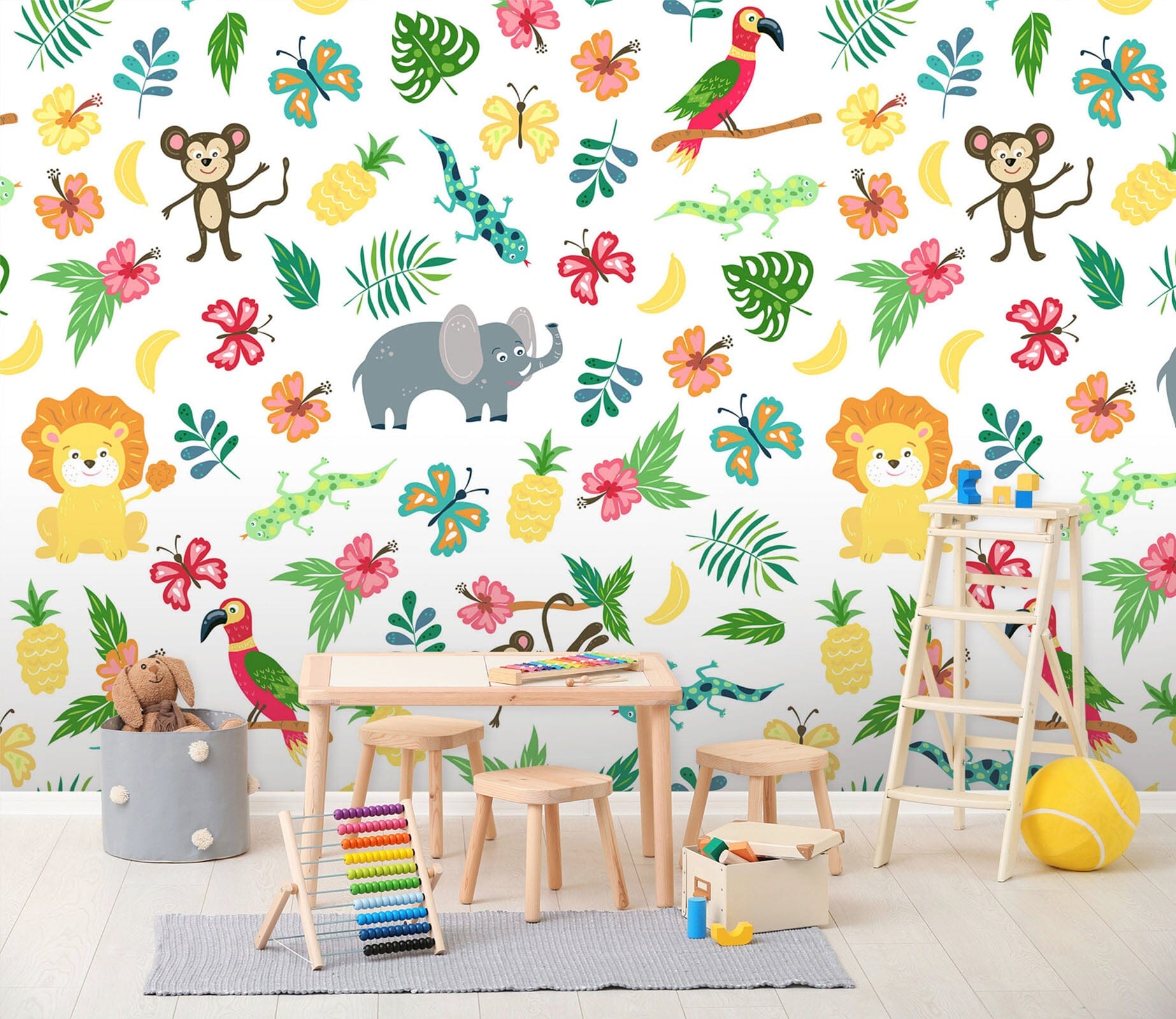 3D Elephant Monkey 189 Wall Murals Wallpaper AJ Wallpaper 2 