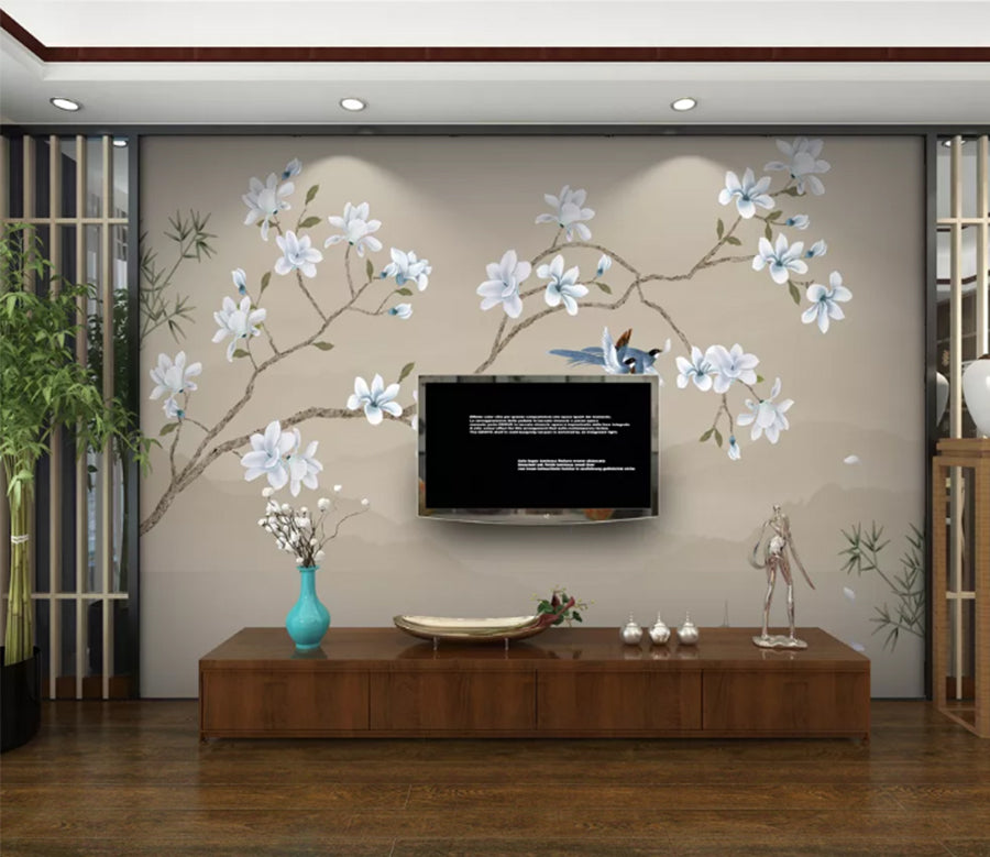 3D White Flower WC940 Wall Murals