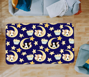 3D Moon Star Puppy 001 Uta Naumann Rug Non Slip Rug Mat