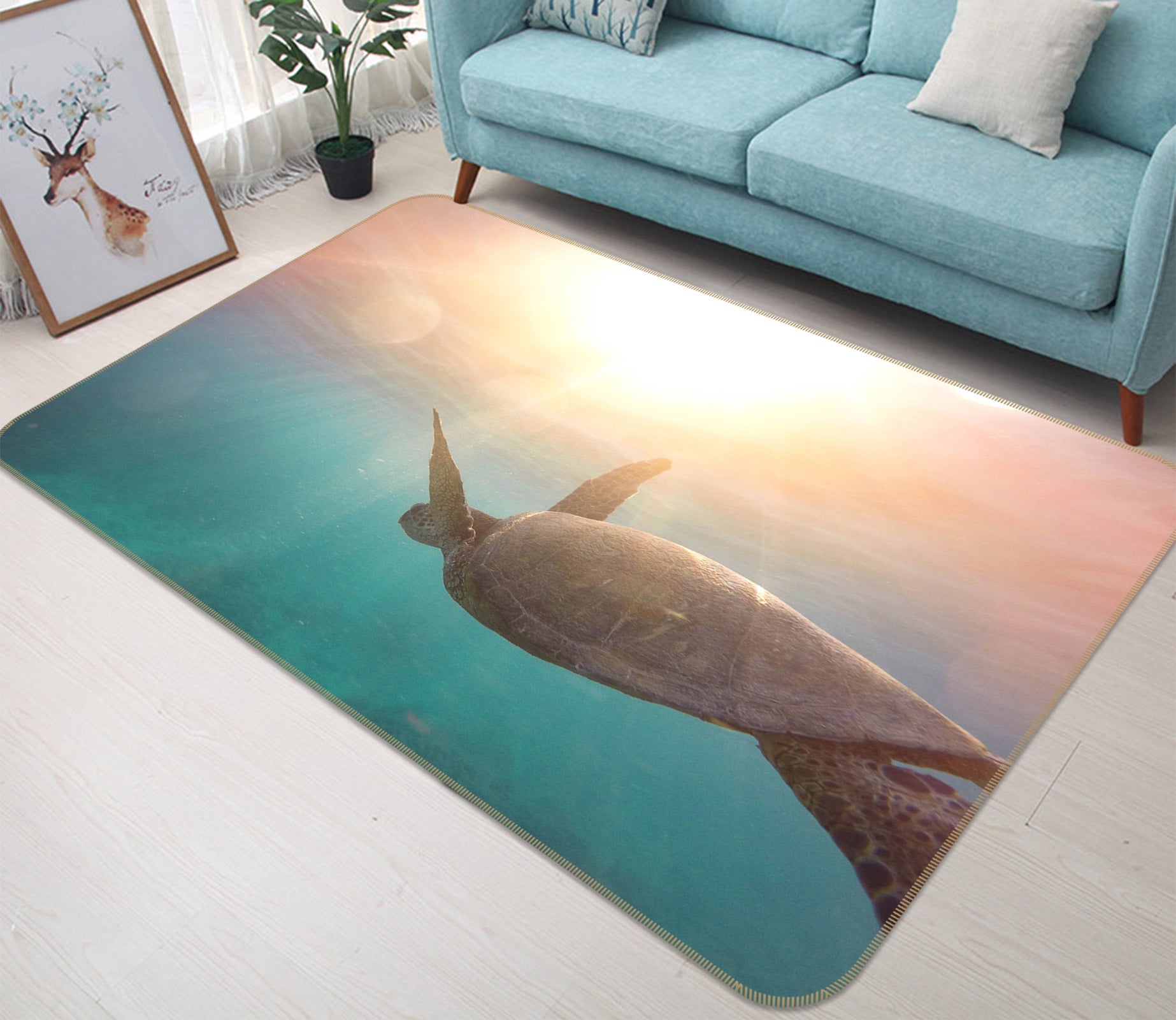 3D Sea Turtle 82147 Animal Non Slip Rug Mat