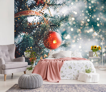 3D Snow Tree Red Ball 58049 Wall Murals