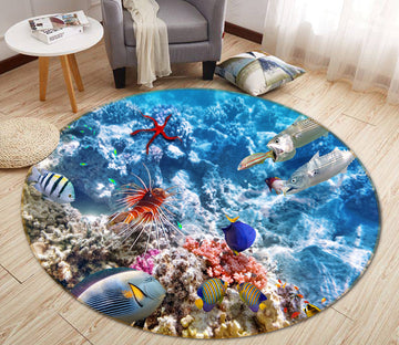 3D Coral Fish 38092 Animal Round Non Slip Rug Mat