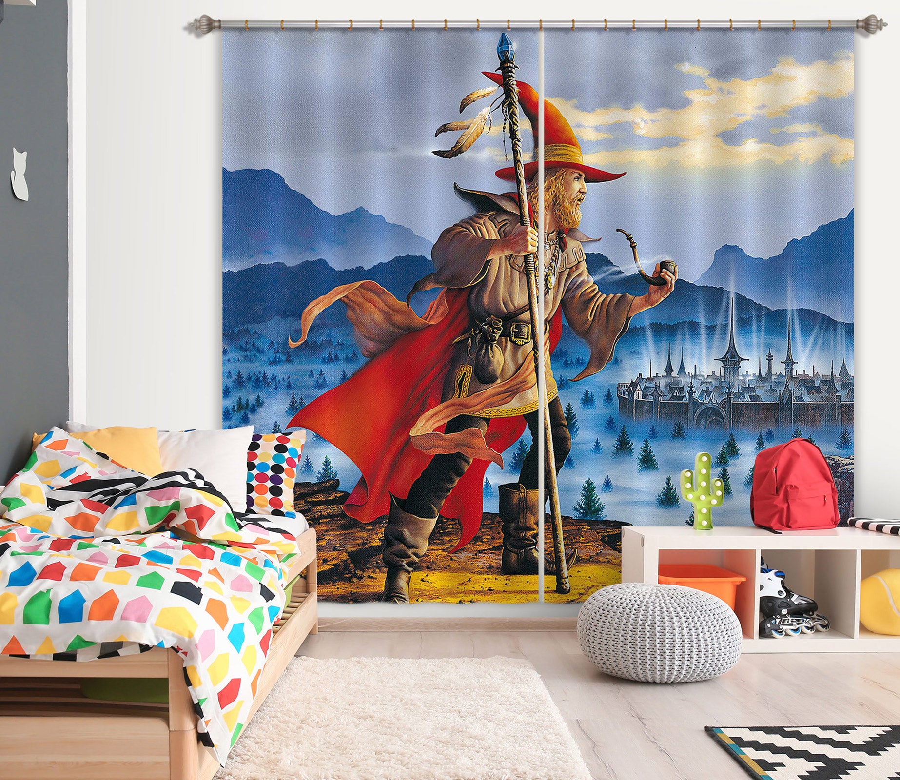 3D Snow Man Red Hat 7184 Ciruelo Curtain Curtains Drapes