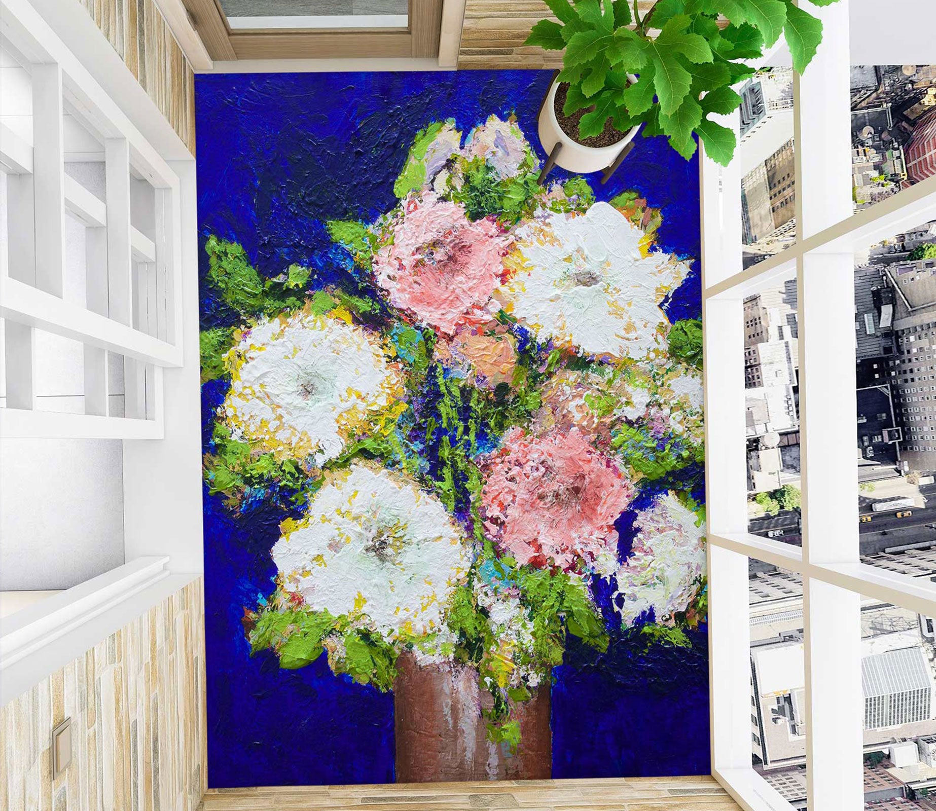 3D Flowers Vase Painting 9698 Allan P. Friedlander Floor Mural