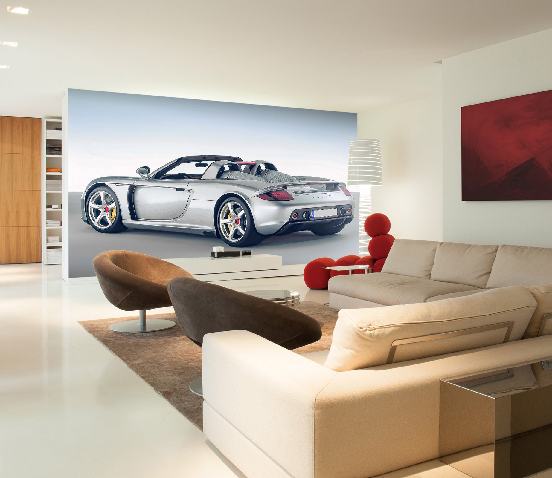 3D Silver Sports Car 9165 Alius Herb Wall Mural Wall Murals