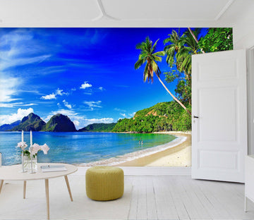 3D Sea Coconut Tree 021 Wall Murals Wallpaper AJ Wallpaper 2 