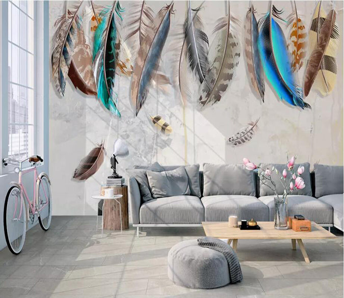 3D Colored Feather 1592 Wall Murals Wallpaper AJ Wallpaper 2 