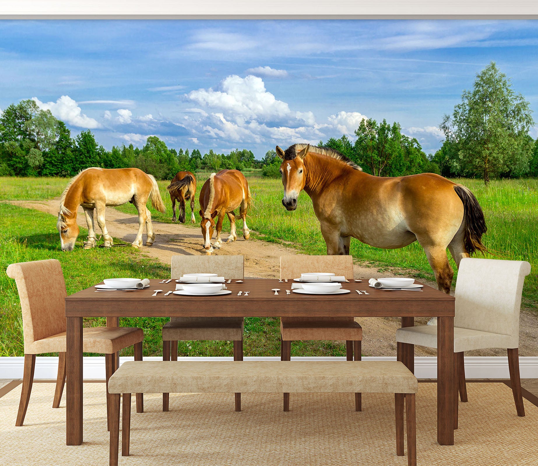 3D Lawn Horse 175 Wall Murals