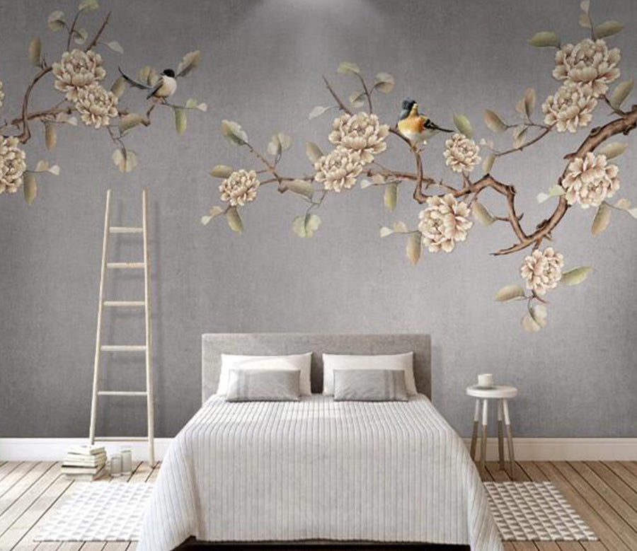 3D Peony Bird WC1339 Wall Murals