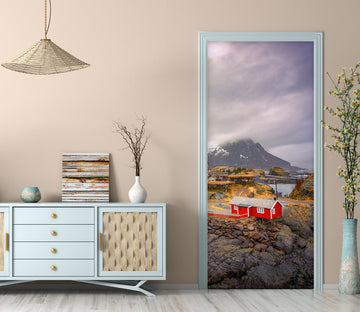 3D Rock Mountains Red Houses 11617 Marco Carmassi Door Mural