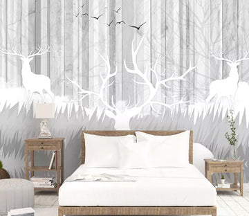 3D White Fawn Bird WC1726 Wall Murals