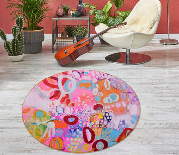 3D Cartoon Doodle 1355 Misako Chida Rug Round Non Slip Rug Mat