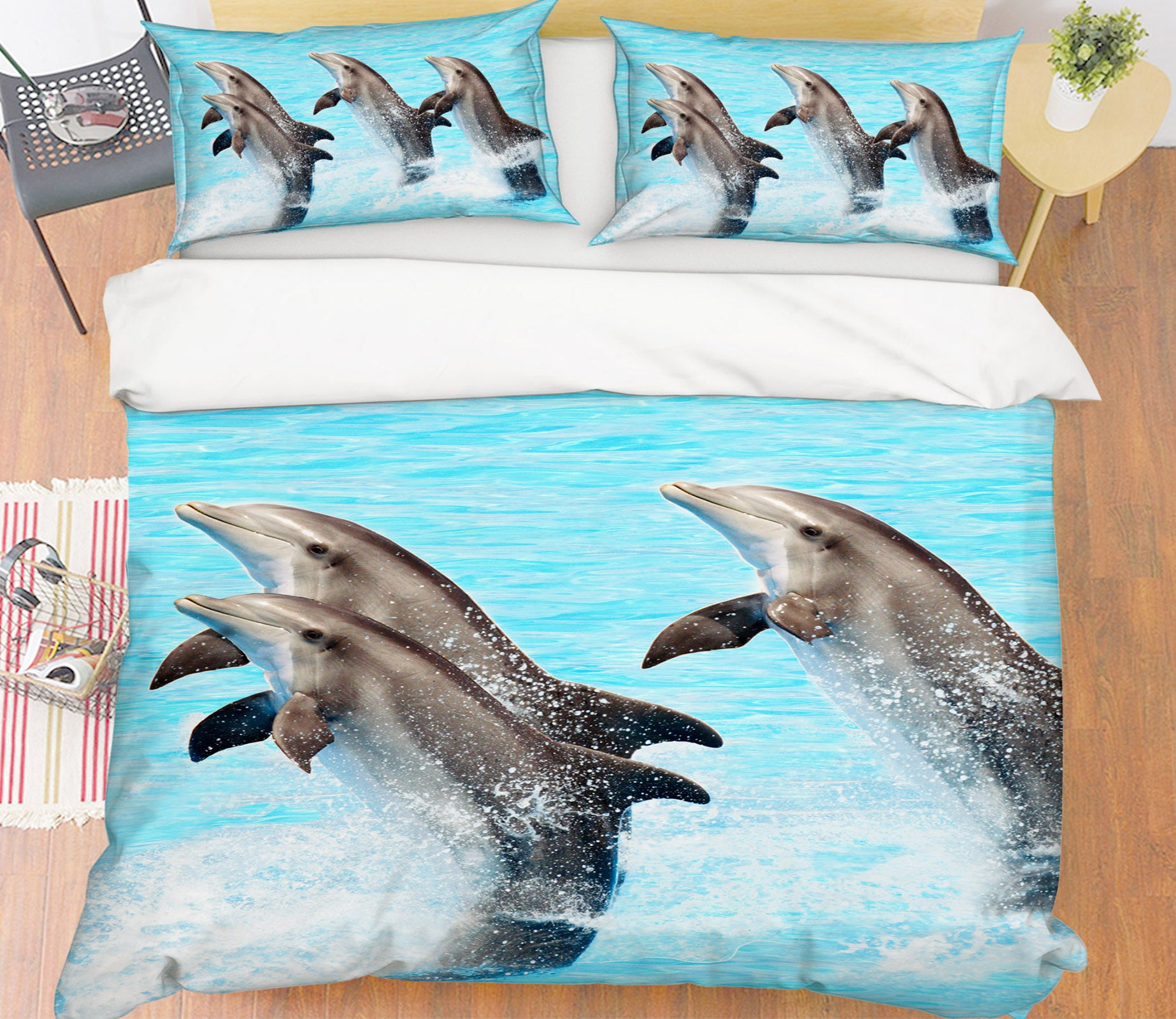 3D Dolphin Jump 19222 Bed Pillowcases Quilt