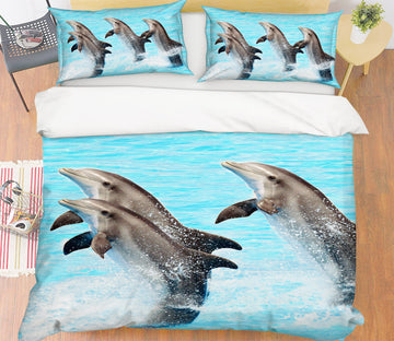 3D Dolphin Jump 19222 Bed Pillowcases Quilt