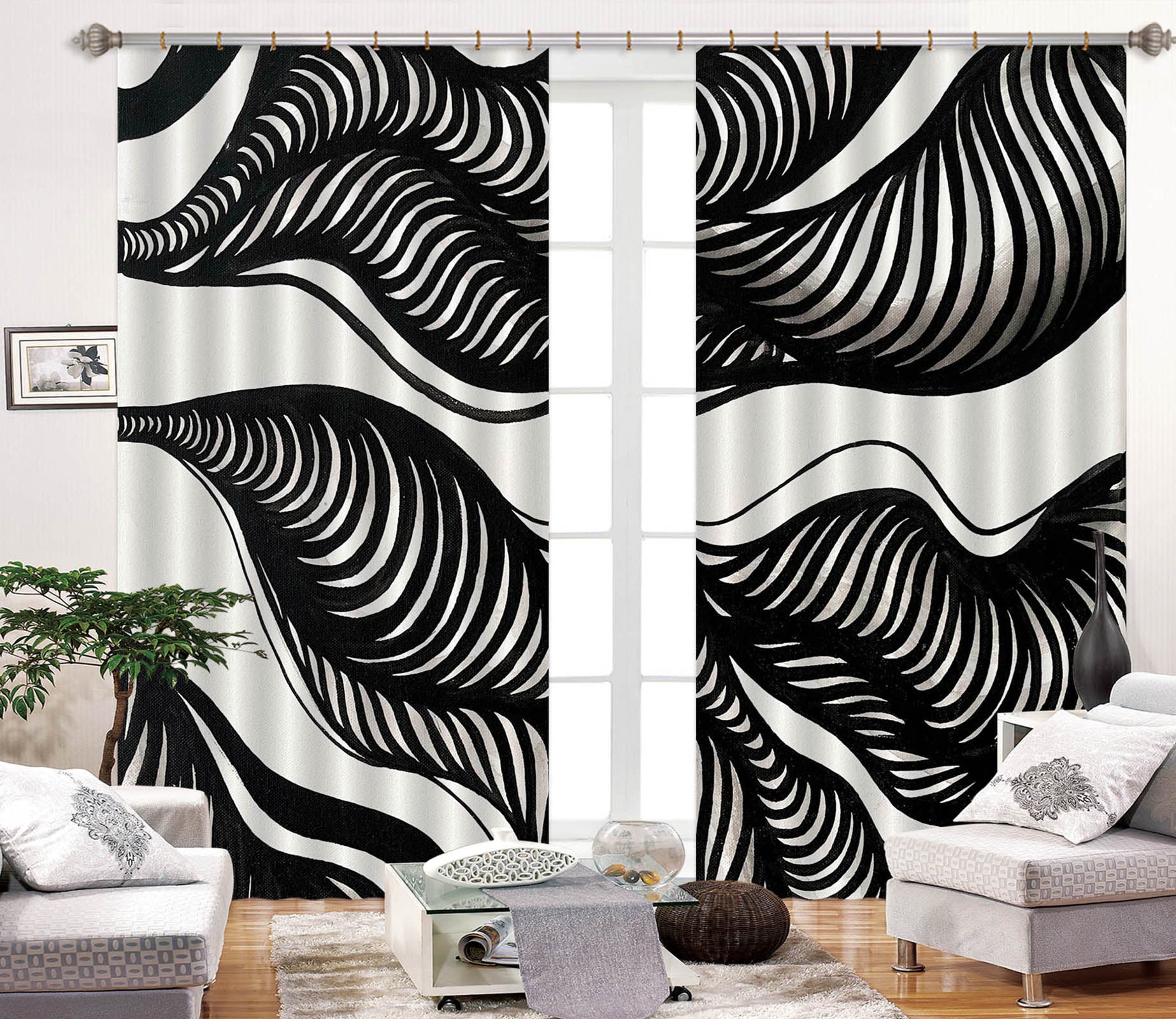 3D Black Wind 390 Jacqueline Reynoso Curtain Curtains Drapes