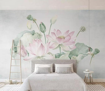 3D Lotus Pond 1402 Wall Murals Wallpaper AJ Wallpaper 2 