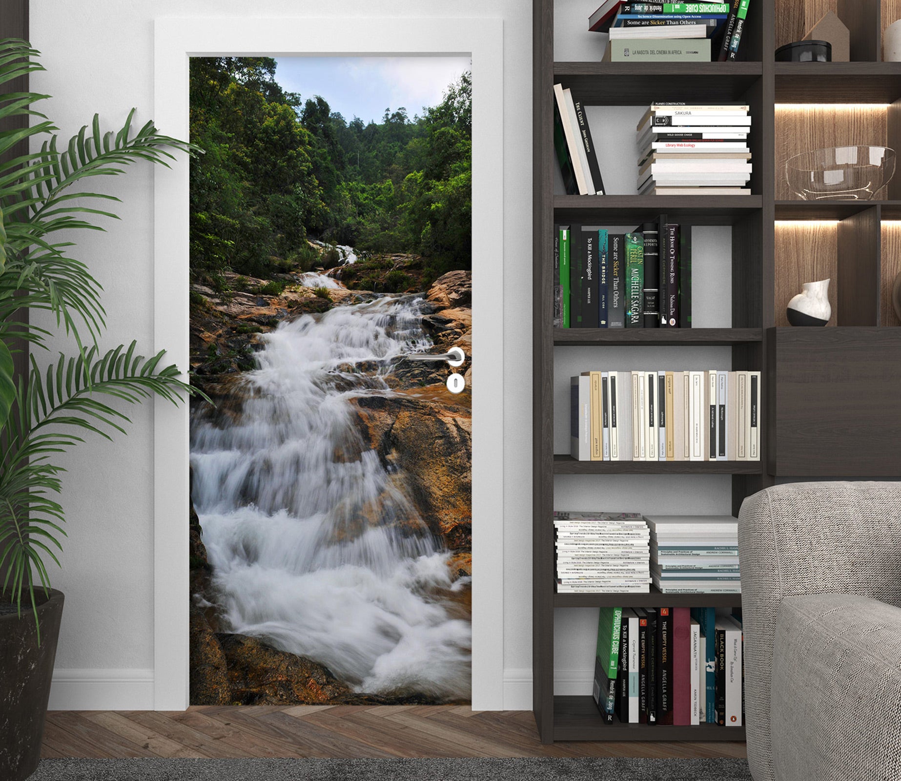 3D Forest Rapids 243 Door Mural