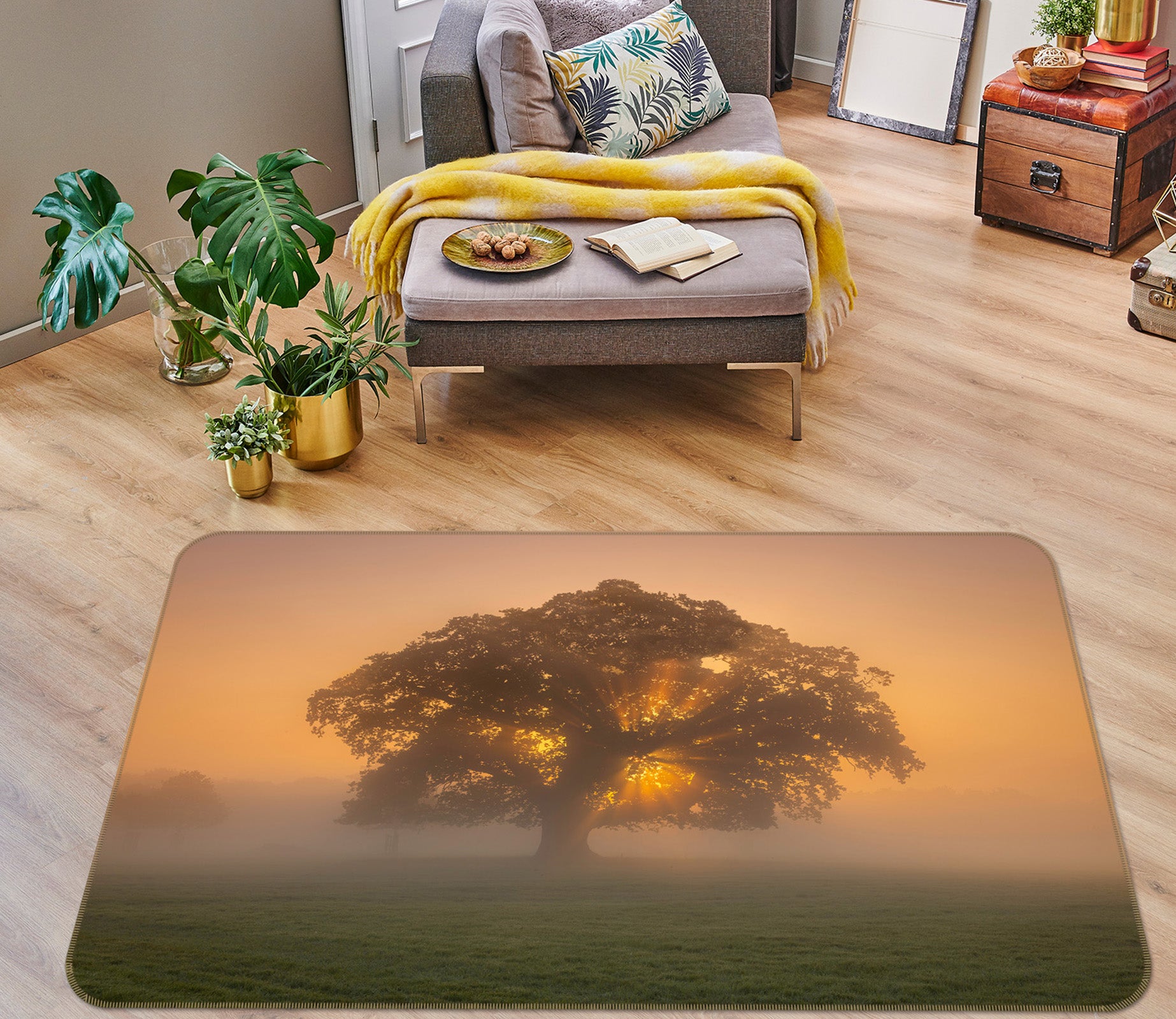 3D Misty Tree 130 Assaf Frank Rug Non Slip Rug Mat