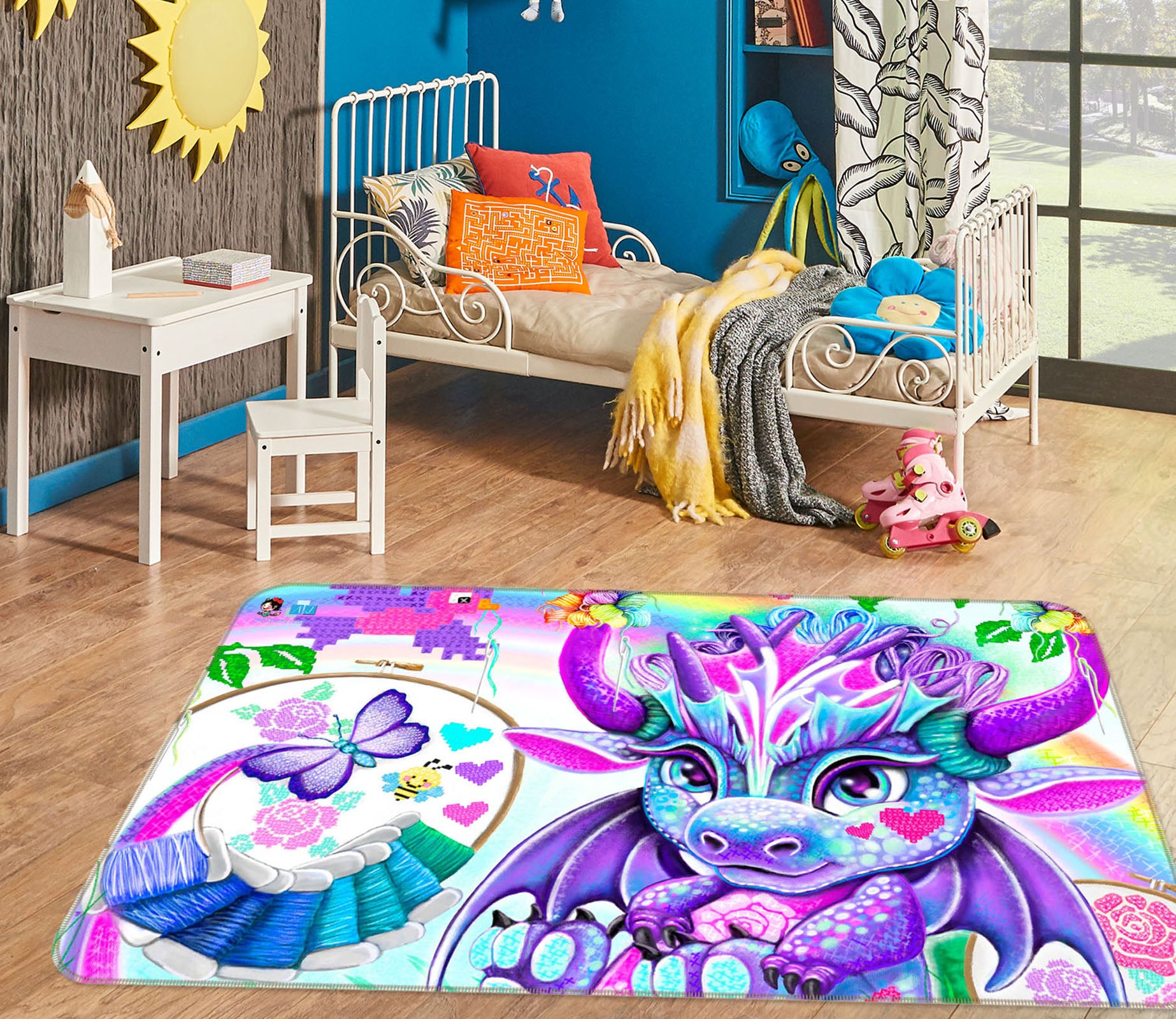 3D Butterfly Dragon 8504 Sheena Pike Rug Non Slip Rug Mat