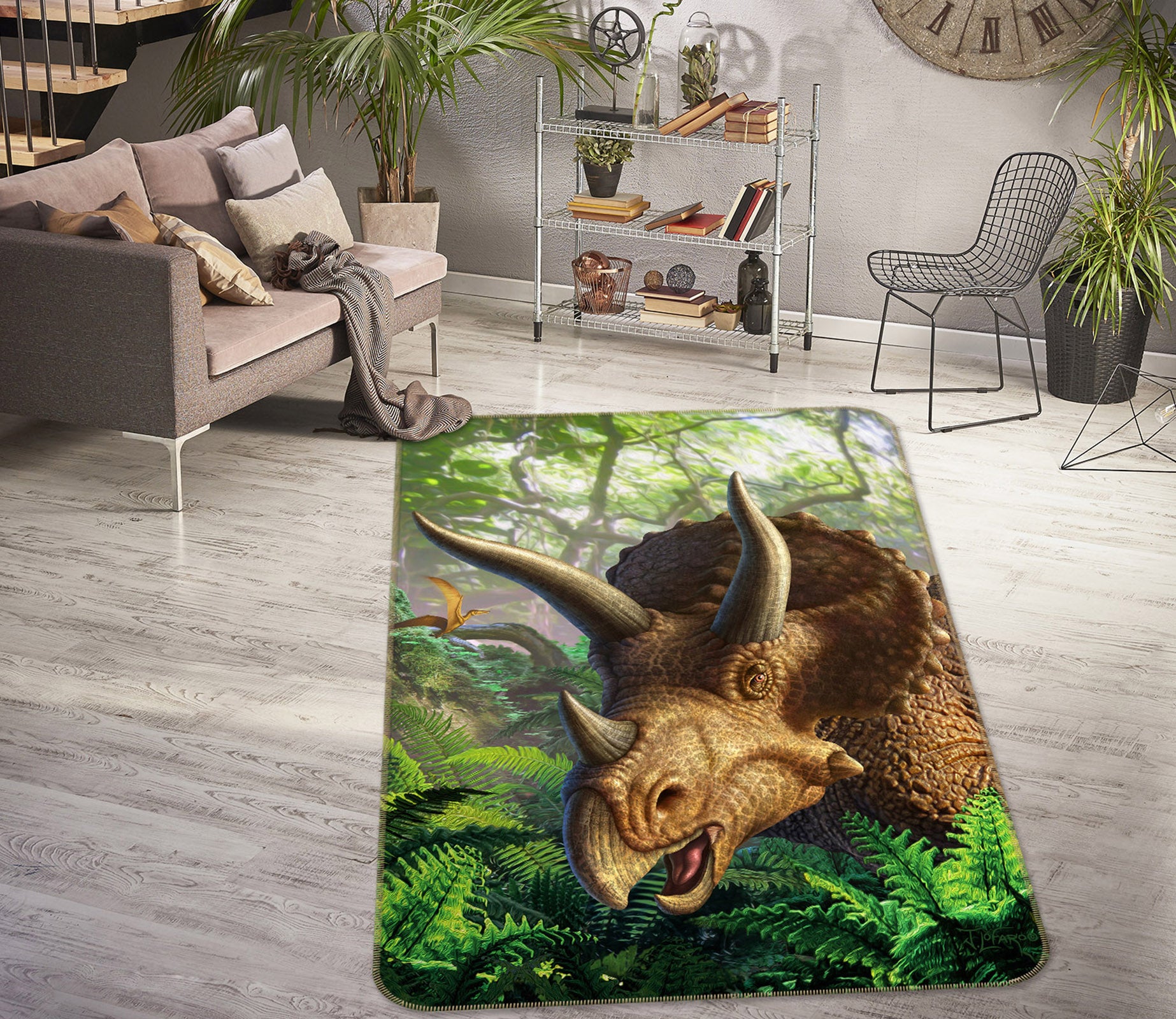 3D Rhinoceros 83109 Jerry LoFaro Rug Non Slip Rug Mat