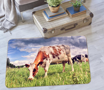 3D Cow Eating Grass 38122 Animal Non Slip Rug Mat