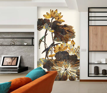 3D Lotus Leaf Ink WC854 Wall Murals