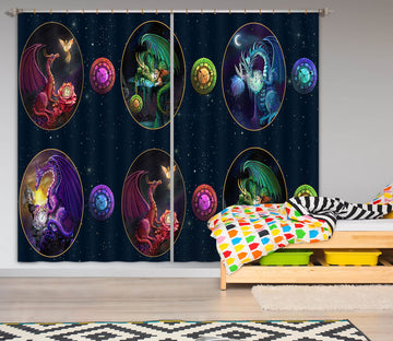 3D Dragon Egg 109 Rose Catherine Khan Curtain Curtains Drapes