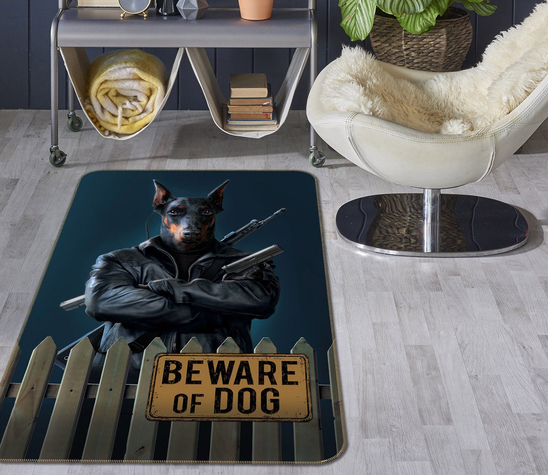 3D Beware Of Dog 1009 Vincent Hie Rug Non Slip Rug Mat Mat AJ Creativity Home 