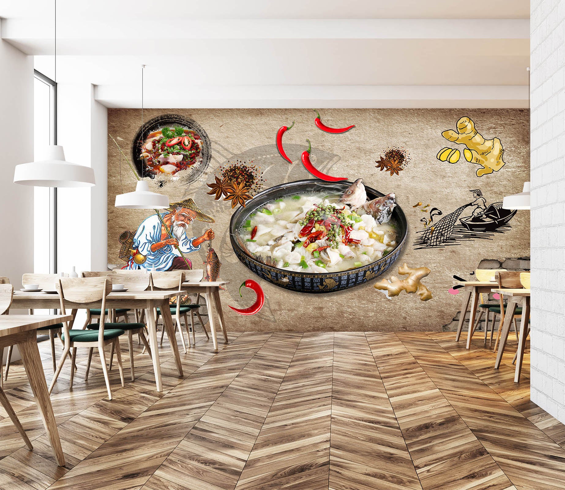 3D Chili Hot Pot 029 Wall Murals