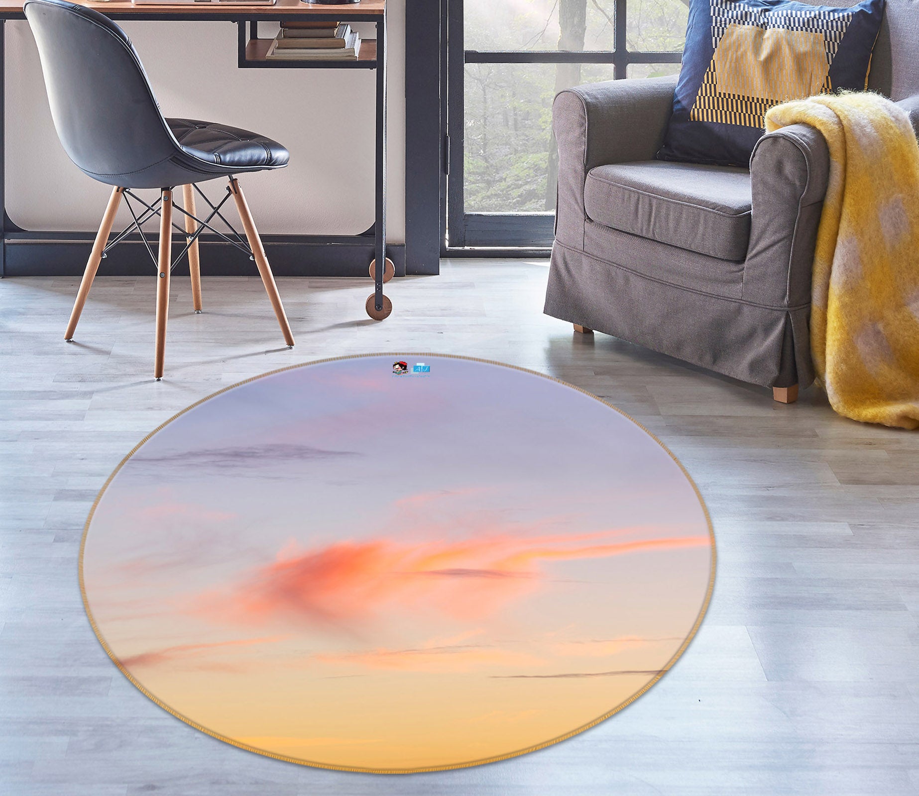 3D Beautiful Clouds 7418 Assaf Frank Rug Round Non Slip Rug Mat