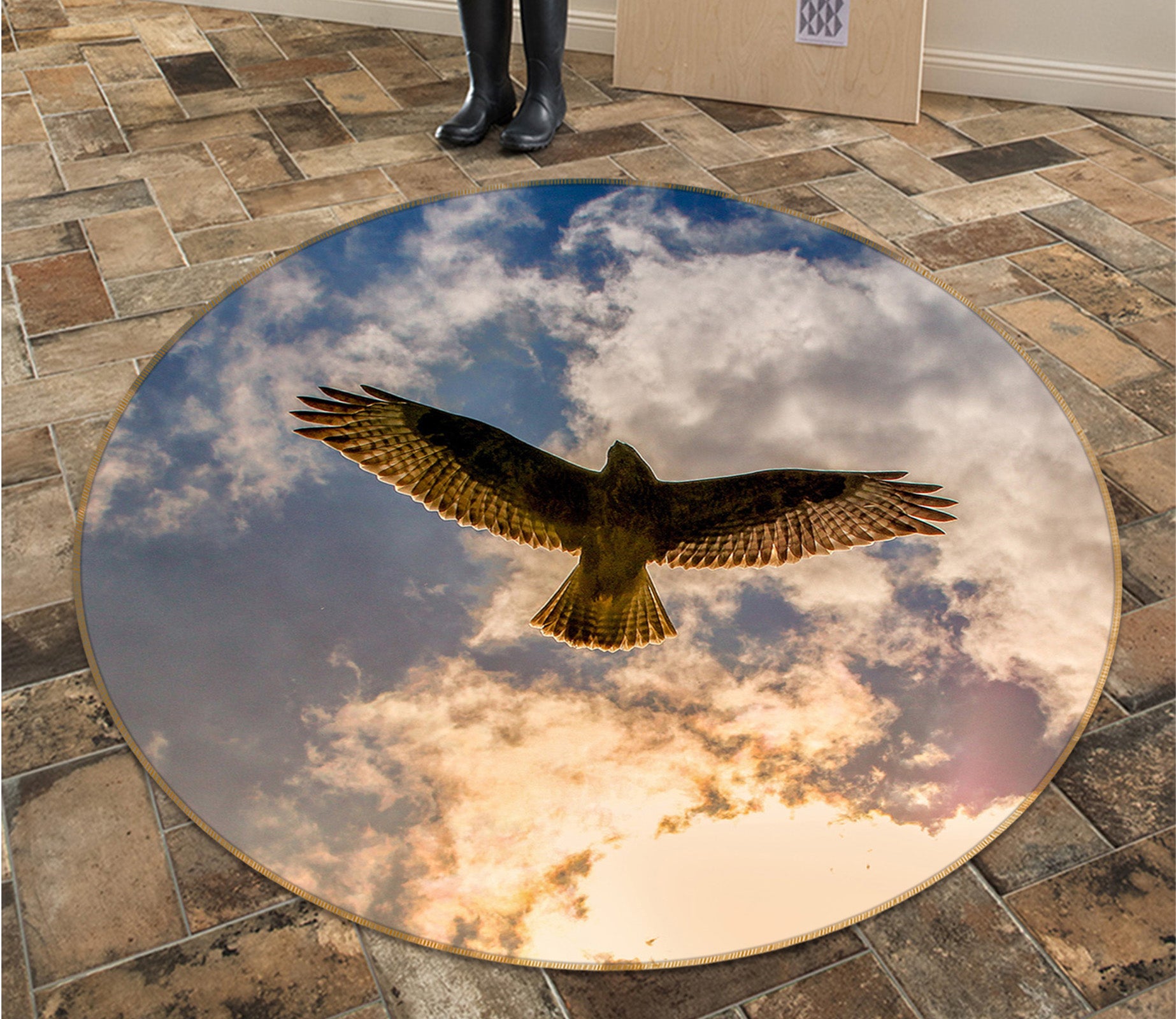 3D Sky Eagle 82202 Animal Round Non Slip Rug Mat