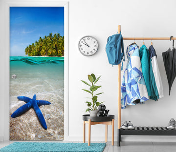 3D Blue Starfish 222 Door Mural