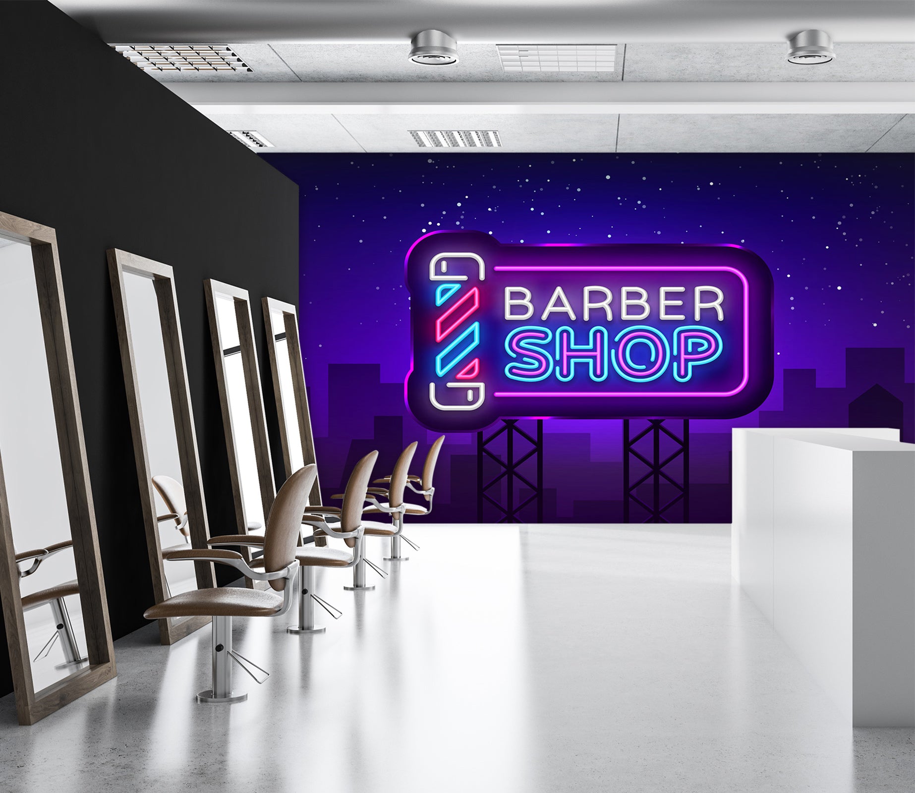 3D Night Light Sign 115179 Barber Shop Wall Murals