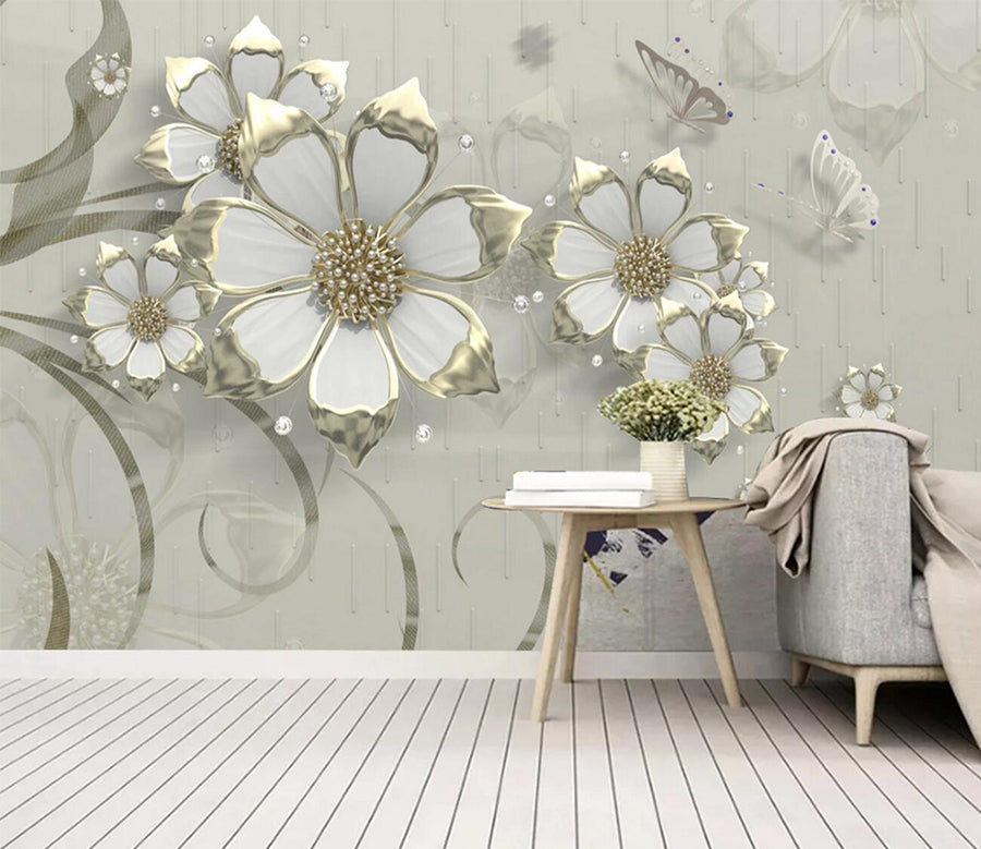 3D Silver Butterfly WC2783 Wall Murals