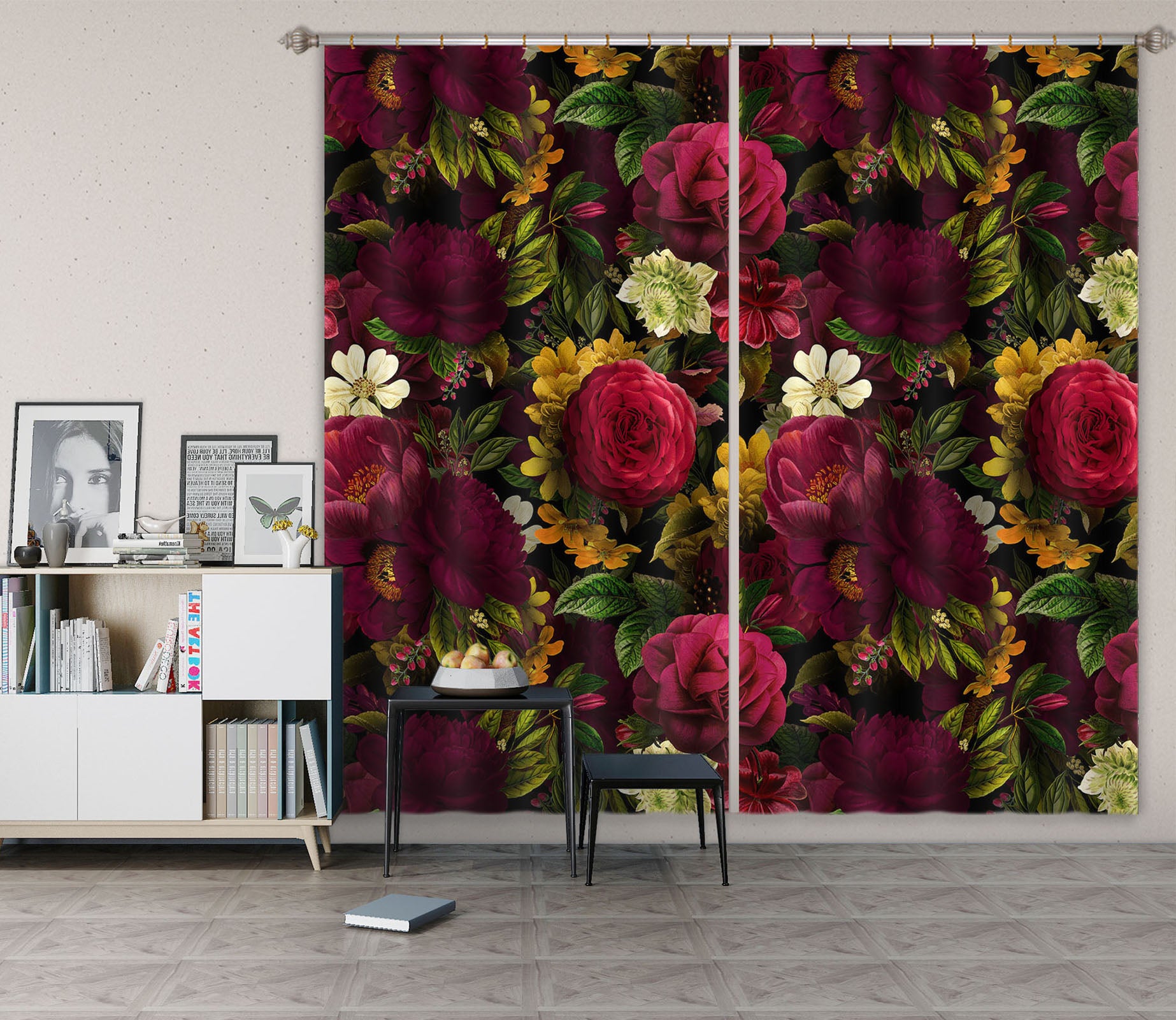 3D Vintage Roses 037 Uta Naumann Curtain Curtains Drapes