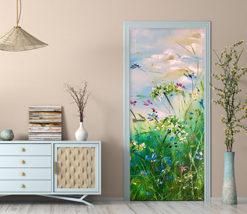 3D Grass Cloud 3248 Skromova Marina Door Mural