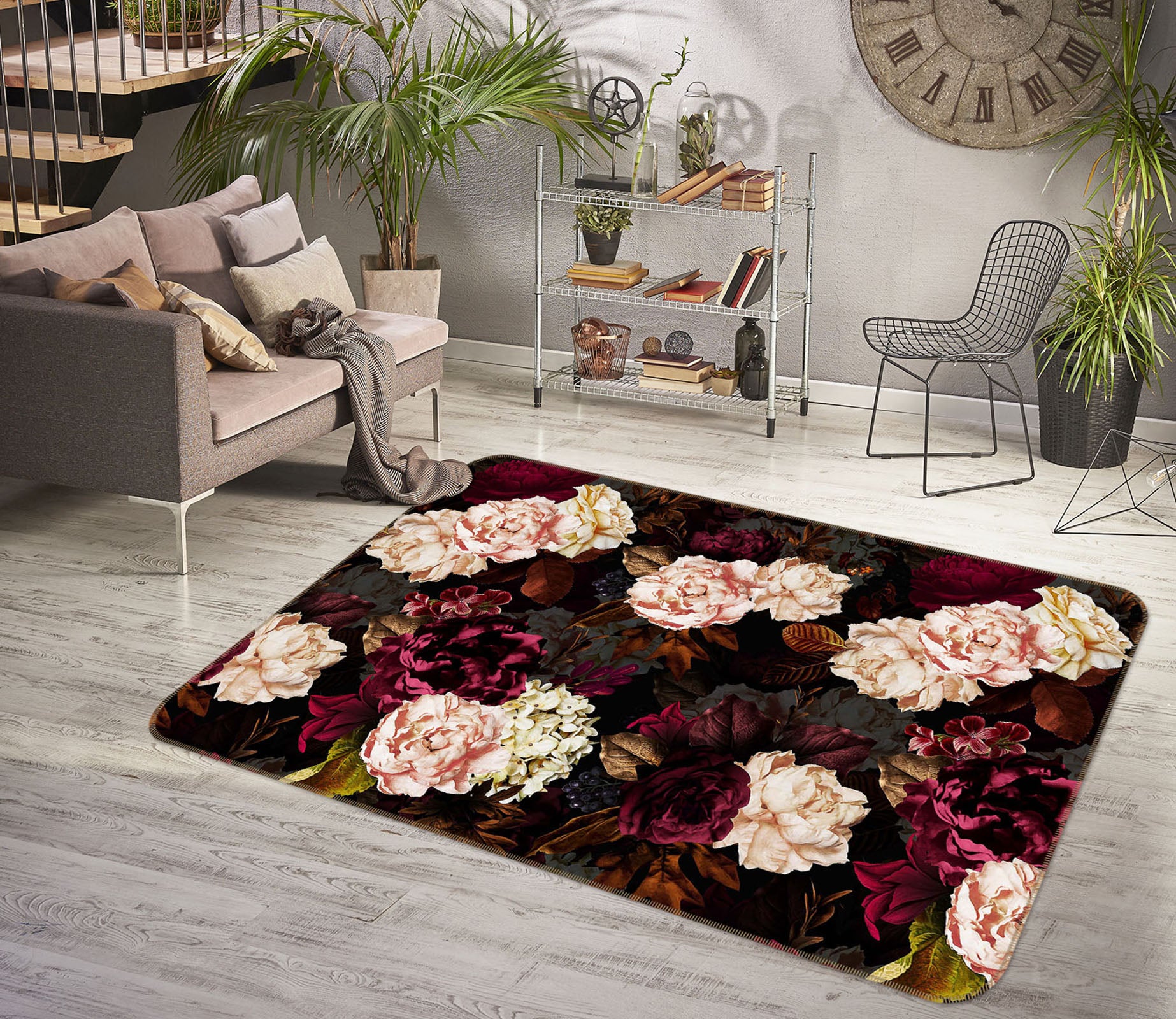 3D Bright Peony 134 Uta Naumann Rug Non Slip Rug Mat