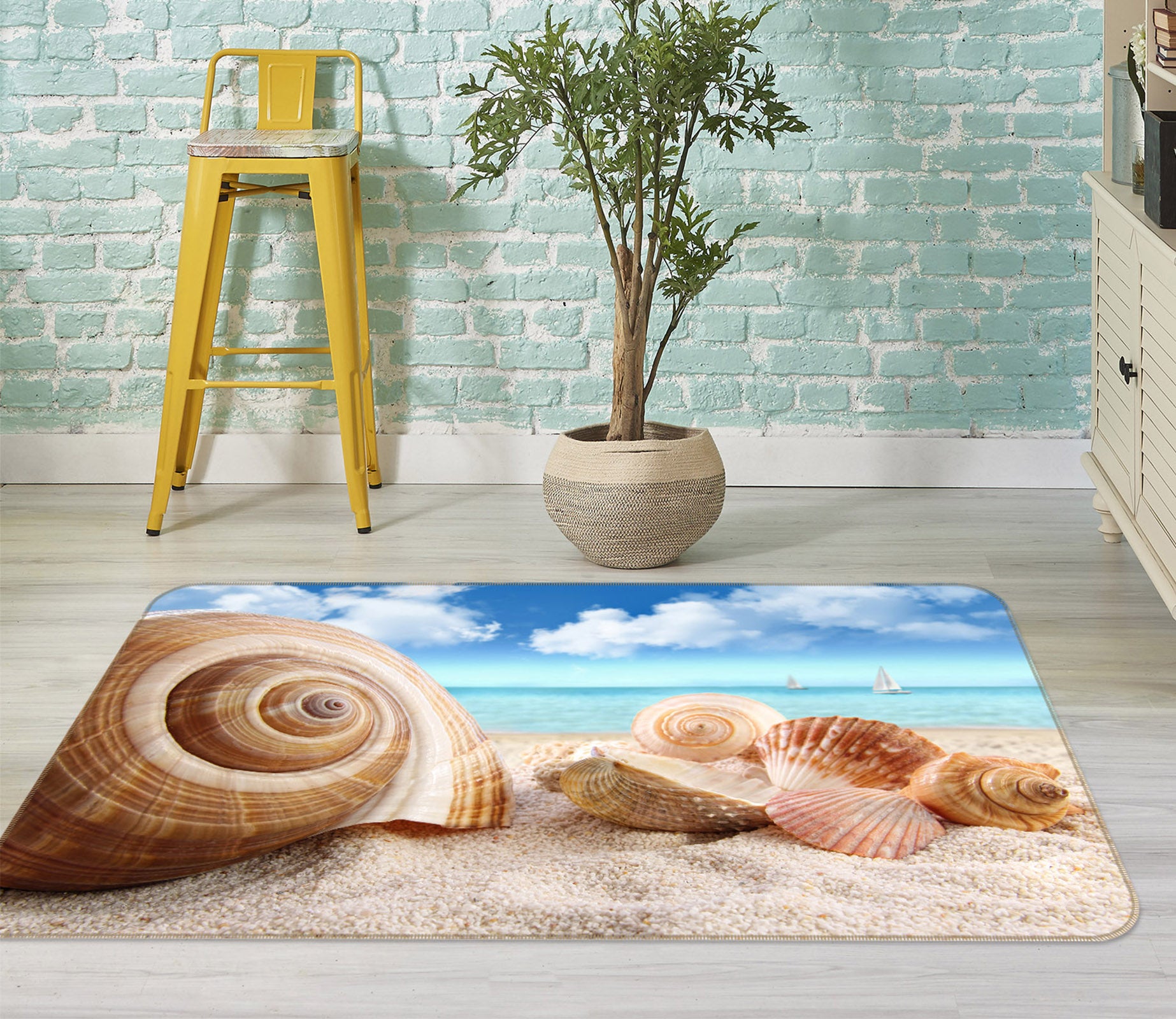 3D Beach Conch Shell 68170 Animal Non Slip Rug Mat