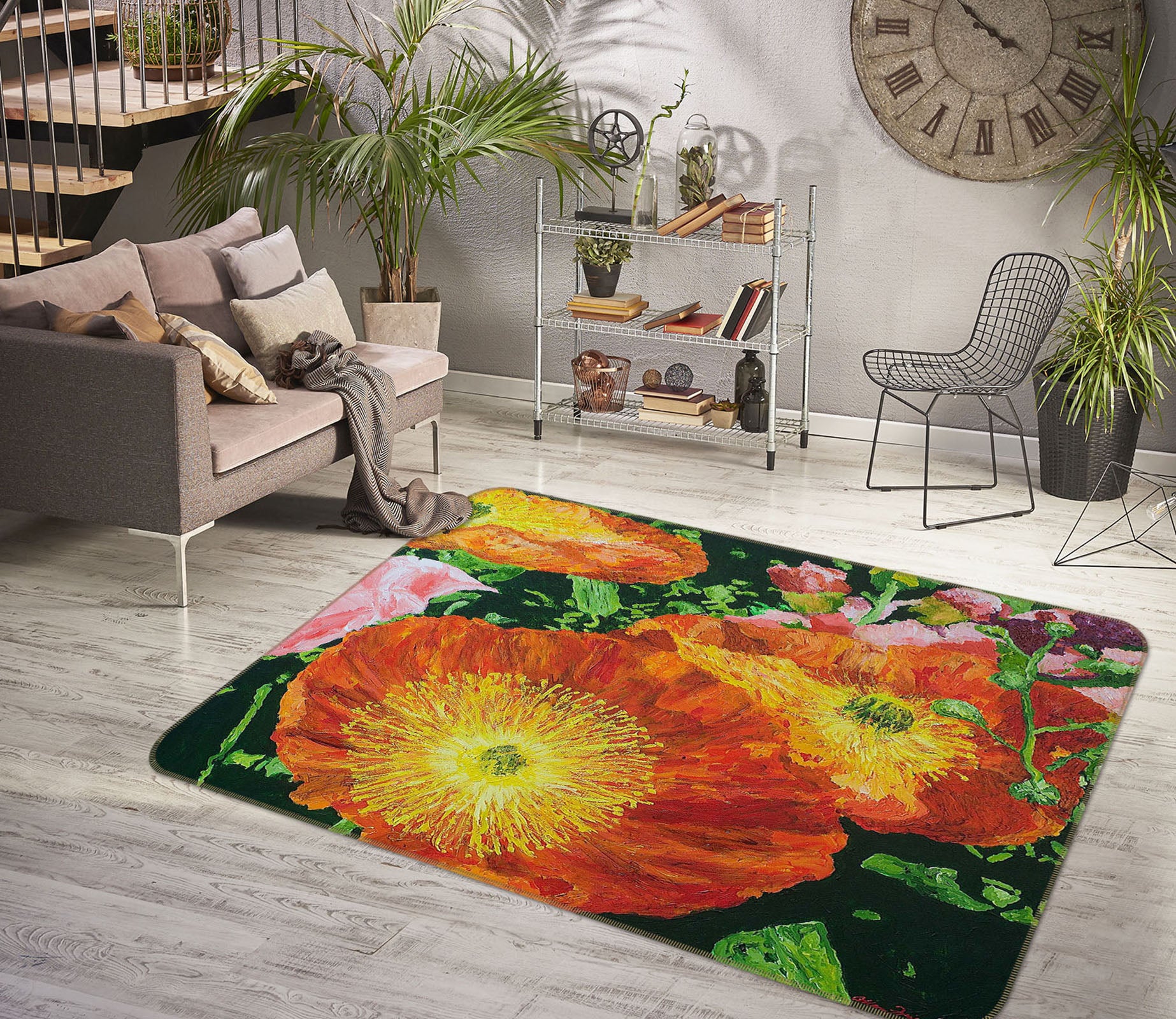 3D Yellow Flower 1038 Allan P. Friedlander Rug Non Slip Rug Mat