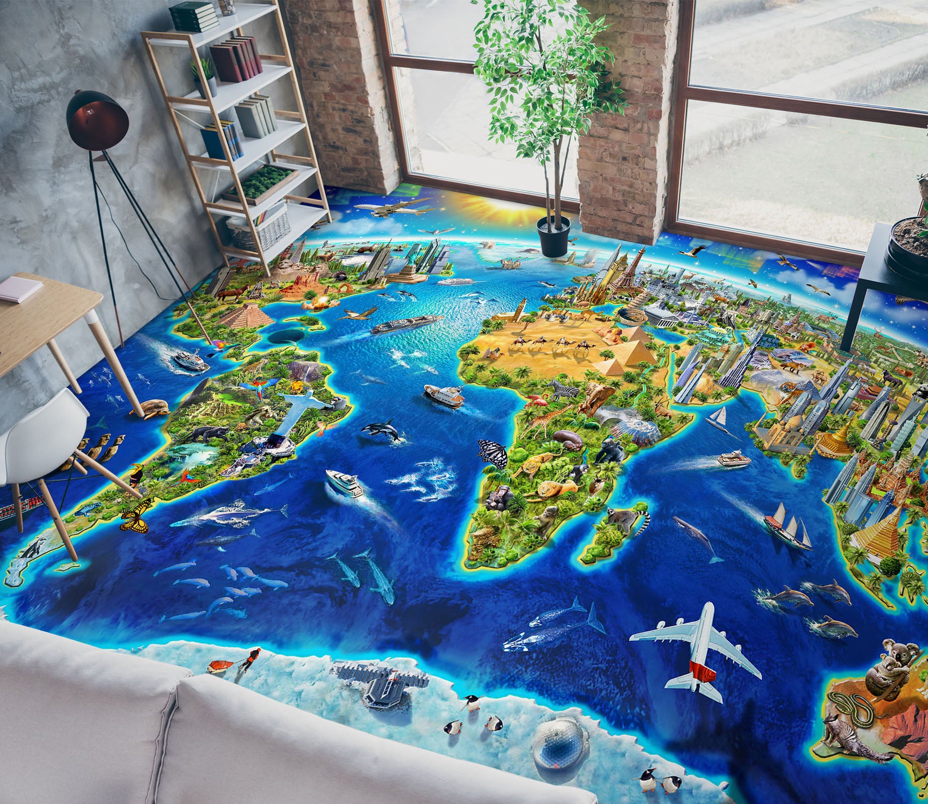 3D Earth Map 98169 Adrian Chesterman Floor Mural