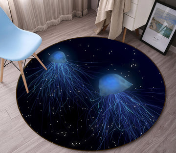 3D Jellyfish 81296 Animal Round Non Slip Rug Mat