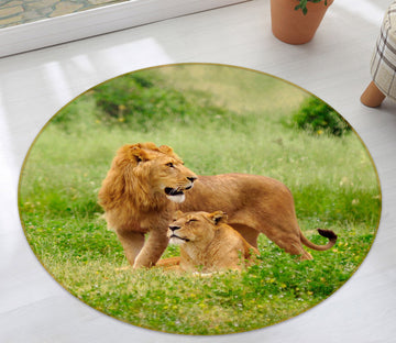 3D Lion 37241 Animal Round Non Slip Rug Mat