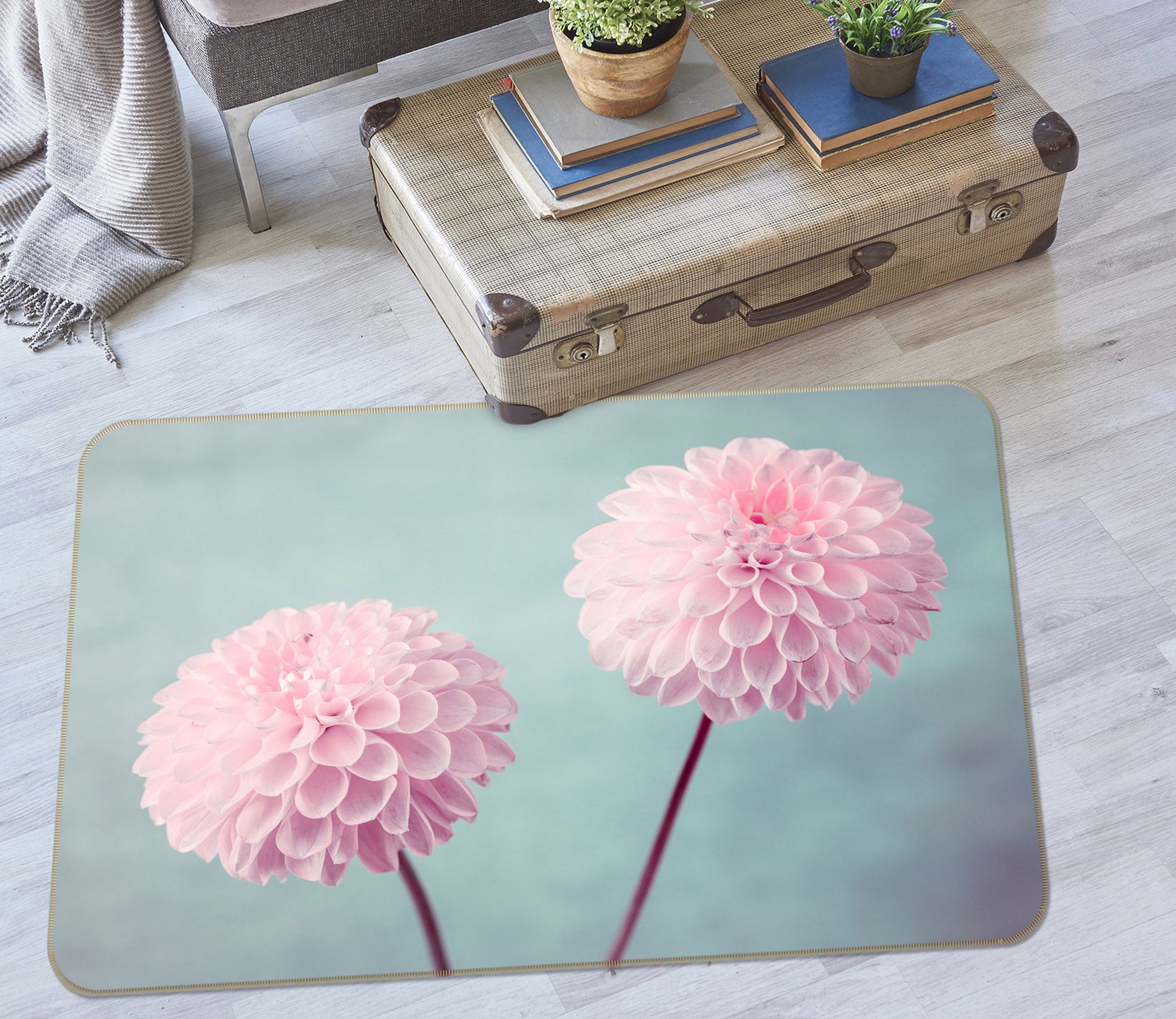 3D Pink Flowers 83252 Assaf Frank Rug Non Slip Rug Mat