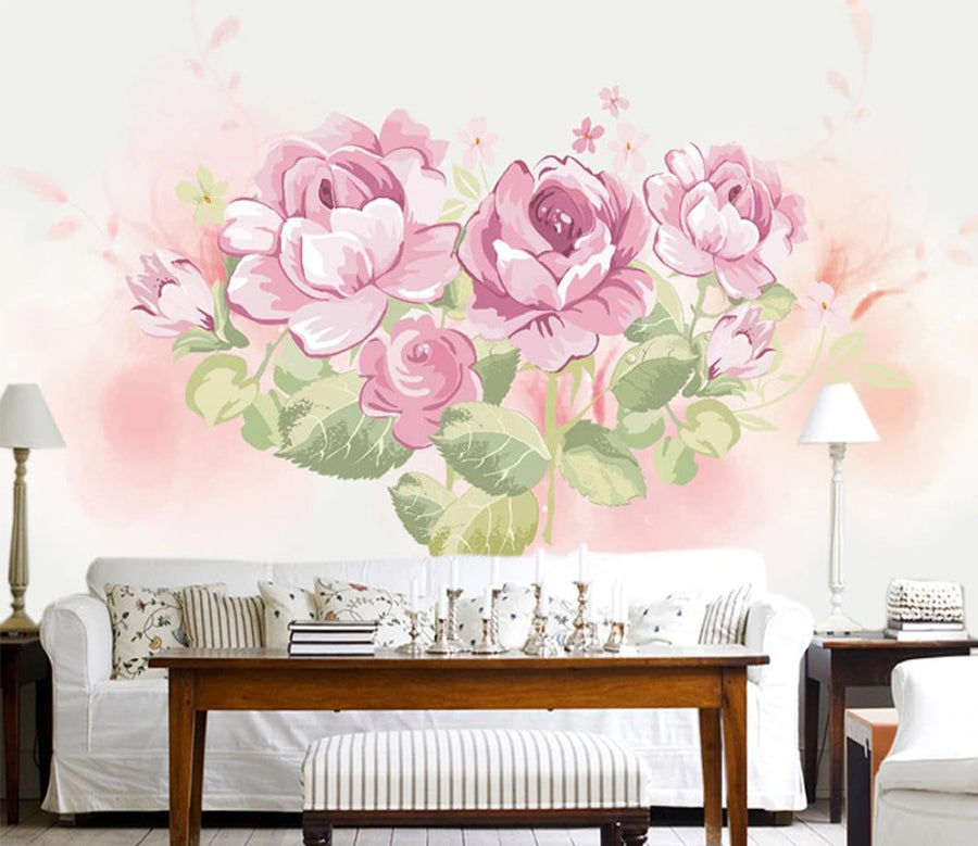 3D Red Peony WC507 Wall Murals