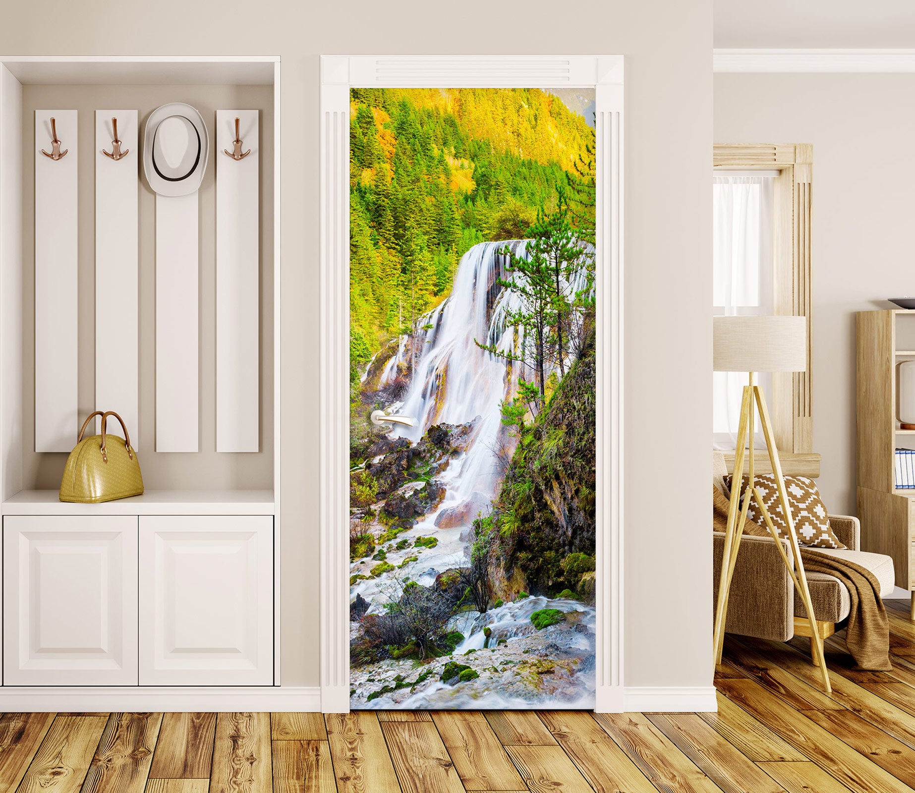 3D Waterfall Lake Mountain 199 Door Mural