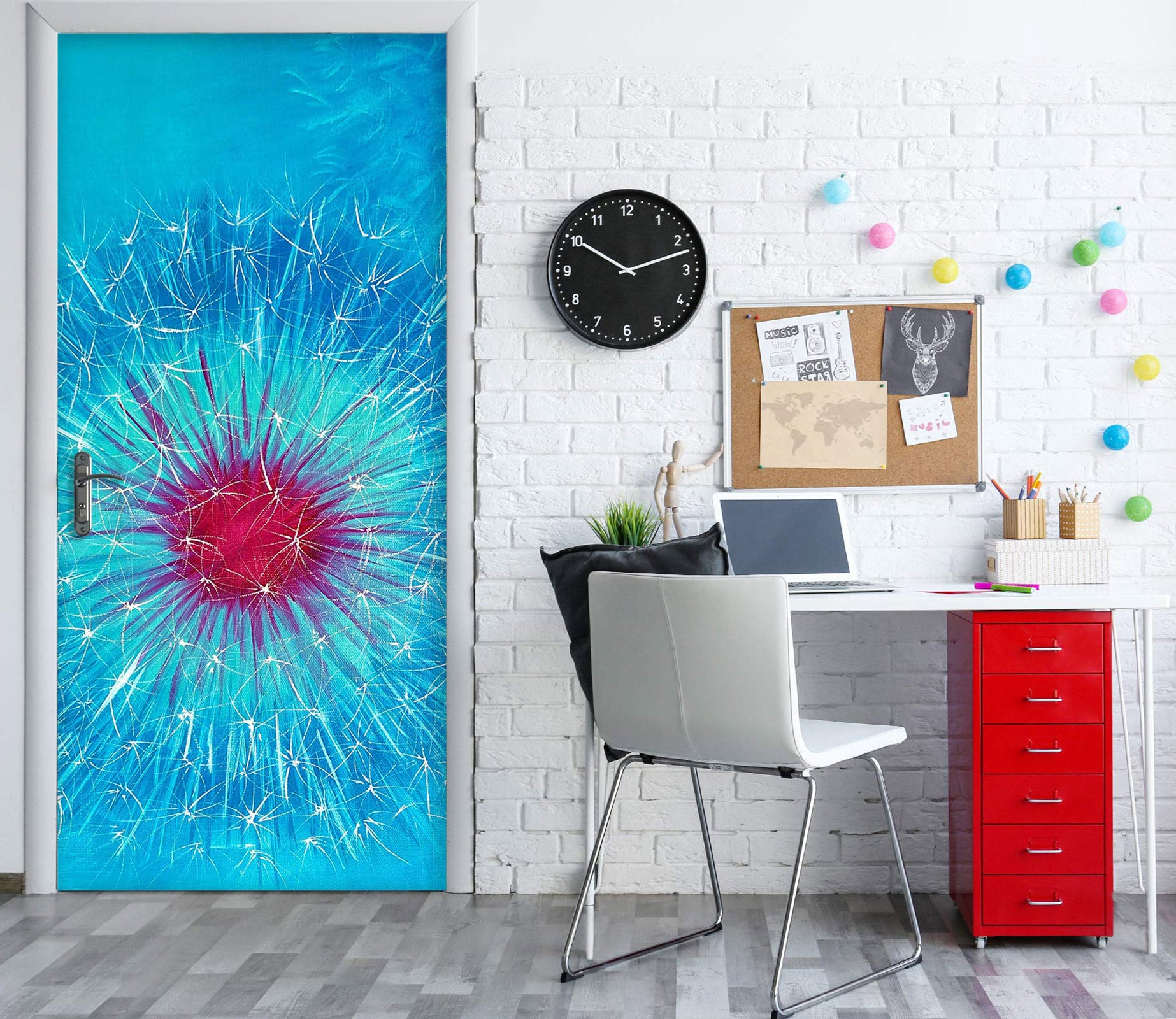 3D Blue Dandelion 3179 Skromova Marina Door Mural