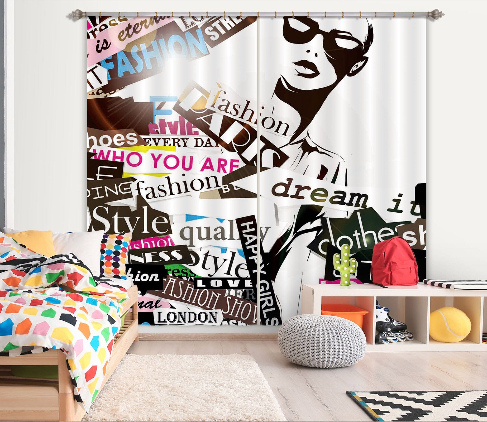 3D Color Graffiti 723 Curtains Drapes Wallpaper AJ Wallpaper 